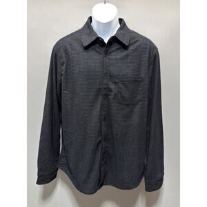 Paul Jones Men’s Waffle Textured Super Soft Long Sleeve Button-up Shirt M Black